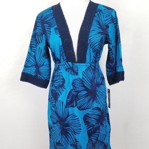 Merona Size Small Beach Cover Up Blue Floral